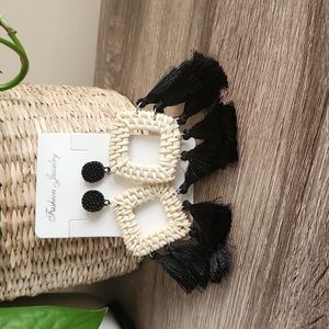 Chic Tassel and Rattan Boho Statement Earrings